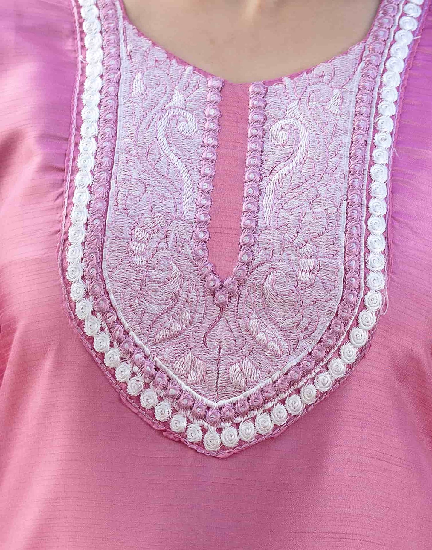 Silk Blend Embroidery Work Straight Kurta with Pant & Dupatta