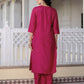 Silk Embroidered Straight Kurta with Pant & Dupatta