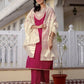 Silk Embroidered Straight Kurta with Pant & Dupatta