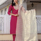 Silk Embroidered Straight Kurta with Pant & Dupatta