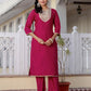 Silk Embroidered Straight Kurta with Pant & Dupatta