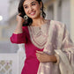Silk Embroidered Straight Kurta with Pant & Dupatta