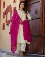 Viscose Rayon Embroidered A-Line 3 Piece Kurta Set