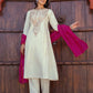 Cotton Blend Sequence, Embroidery Work and Lace Straight Kurta with Pant & Dupatta
