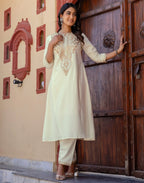 Viscose Rayon Embroidered A-Line 3 Piece Kurta Set