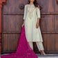 Cotton Blend Sequence, Embroidery Work and Lace Straight Kurta with Pant & Dupatta