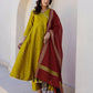 Silk Weaving, Embroidery Lace Anarkali Kurta with Pant & Dupatta