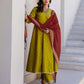 Silk Weaving, Embroidery Lace Anarkali Kurta with Pant & Dupatta