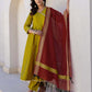 Silk Weaving, Embroidery Lace Anarkali Kurta with Pant & Dupatta