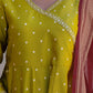 Silk Weaving, Embroidery Lace Anarkali Kurta with Pant & Dupatta