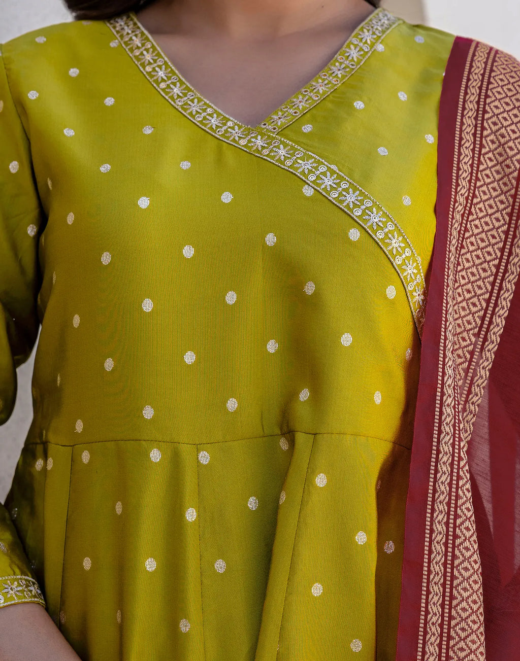Taffeta Butti Woven Anarkali 3 Piece Kurta Set