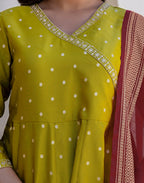 Taffeta Butti Woven Anarkali 3 Piece Kurta Set