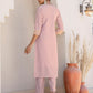 Silk Embroidered Straight Kurta with Pant & Dupatta