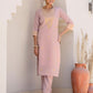 Silk Embroidered Straight Kurta with Pant & Dupatta