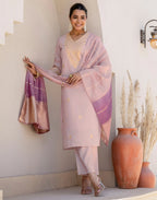 Silk Blend Embroidered Straight 3 Piece Kurta Set