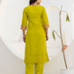 Silk Blend Embroidery Work and Embroidery Lace Straight Kurta with Pant & Dupatta