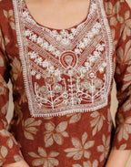 Viscose Rayon Embroidered Straight 3 Piece Kurta Set