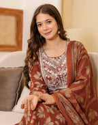 Viscose Rayon Embroidered Straight 3 Piece Kurta Set