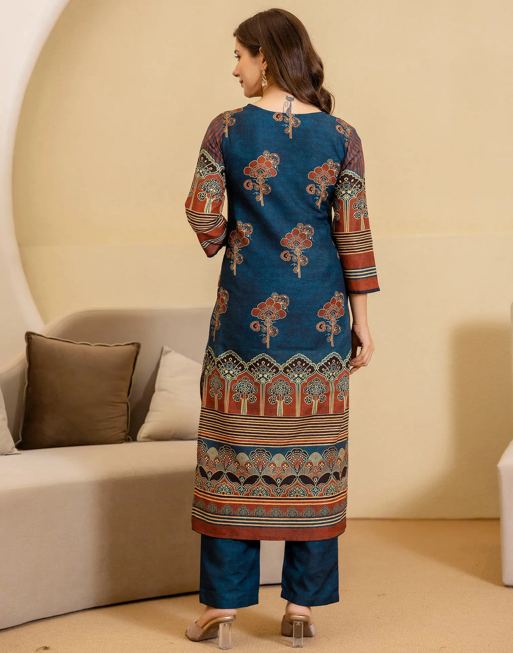 Viscose Rayon Printed Straight 3 Piece Kurta Set