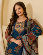Viscose Rayon Printed Straight 3 Piece Kurta Set