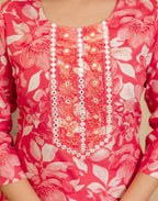 Viscose Rayon Floral Print Straight 3 Piece Kurta Set