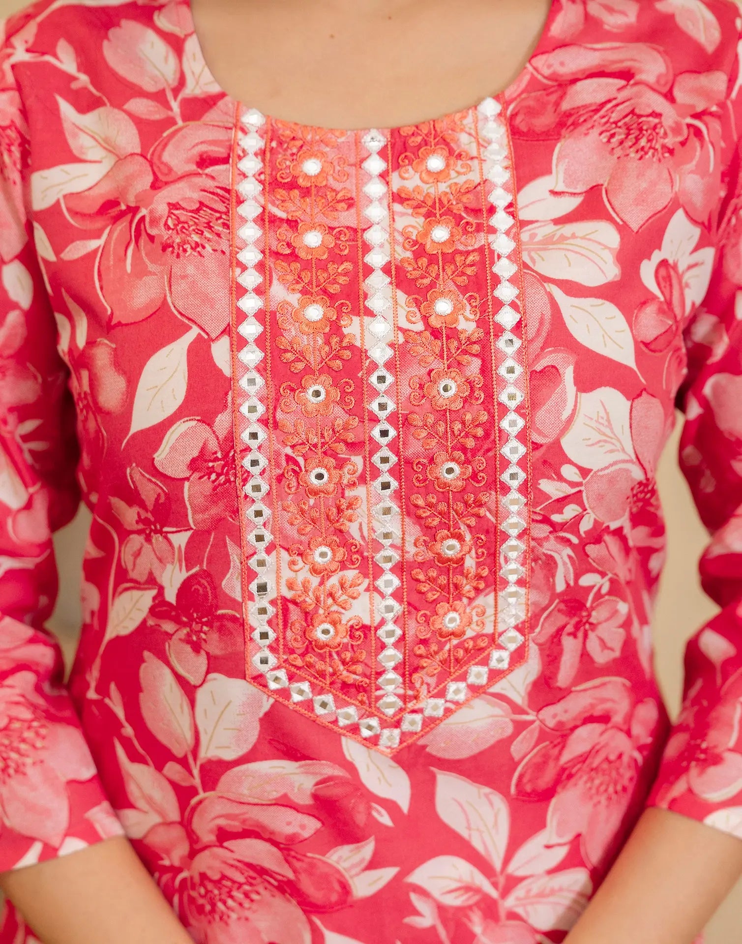 Viscose Rayon Floral Print Straight 3 Piece Kurta Set