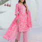 Cotton Printed, Embroidery and Mirror Work A-Line Kurta with Pant & Dupatta