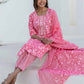 Cotton Printed, Embroidery and Mirror Work A-Line Kurta with Pant & Dupatta