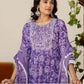 Cotton Embroidery and Sequin Work Anarkali Kurta with Pant & Dupatta