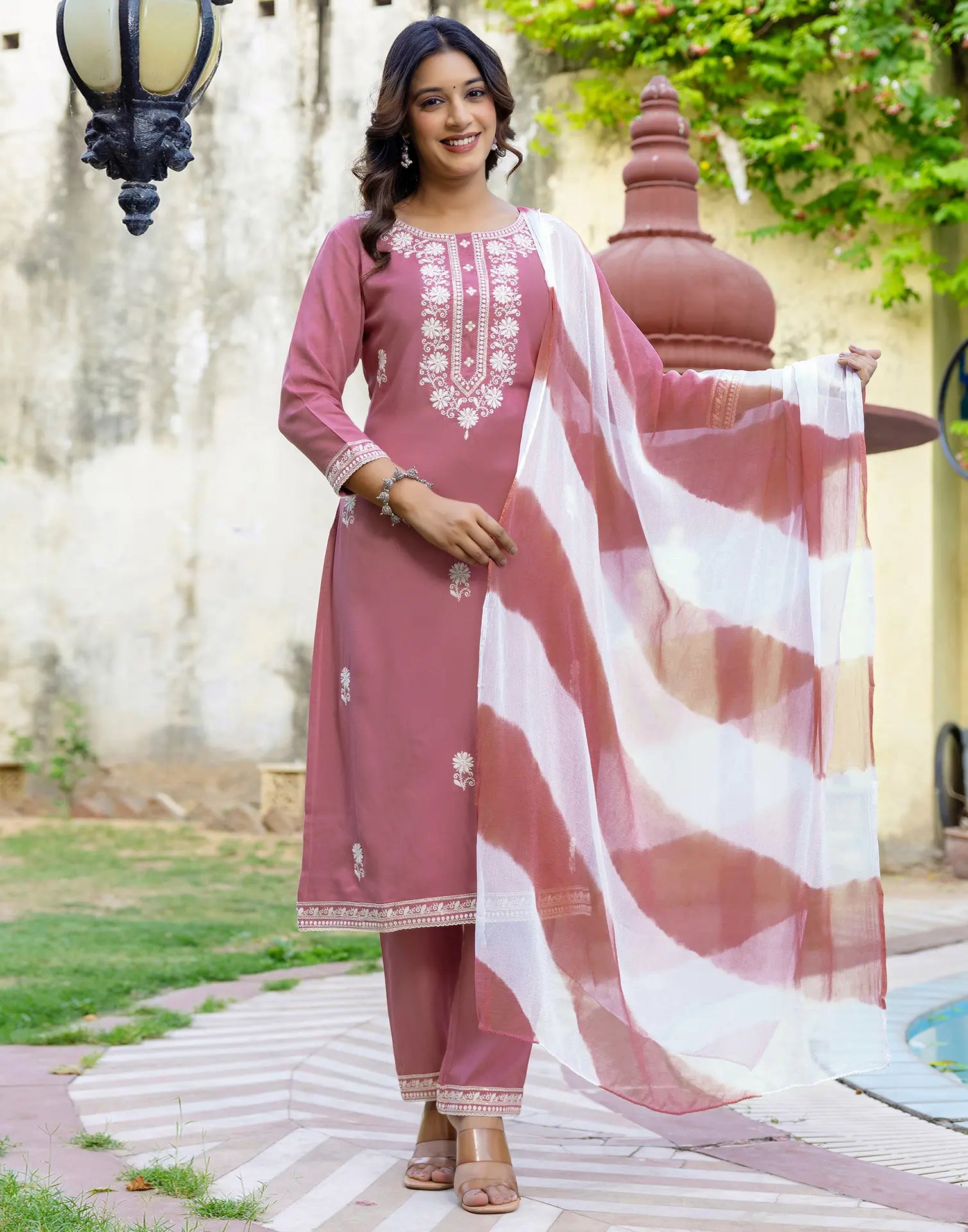 Viscose Rayon Embroidered Straight 3 Piece Kurta Set