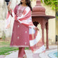 Rayon Embroidery, Sequins Work and Embroidery Lace Straight Kurta with Pant & Dupatta