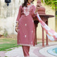 Rayon Embroidery, Sequins Work and Embroidery Lace Straight Kurta with Pant & Dupatta