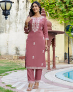Viscose Rayon Embroidered Straight 3 Piece Kurta Set