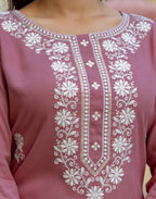 Viscose Rayon Embroidered Straight 3 Piece Kurta Set