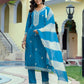 Rayon Embroidered Straight Kurta with Pant & Dupatta