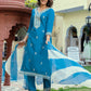 Rayon Embroidered Straight Kurta with Pant & Dupatta