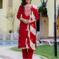 Rayon Embroidery, Sequins Work and Embroidery Lace Straight Kurta with Pant & Dupatta