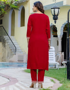 Viscose Rayon Embroidered Straight 3 Piece Kurta Set