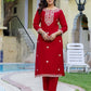 Rayon Embroidery, Sequins Work and Embroidery Lace Straight Kurta with Pant & Dupatta
