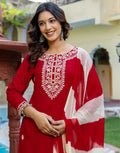 Viscose Rayon Embroidered Straight 3 Piece Kurta Set