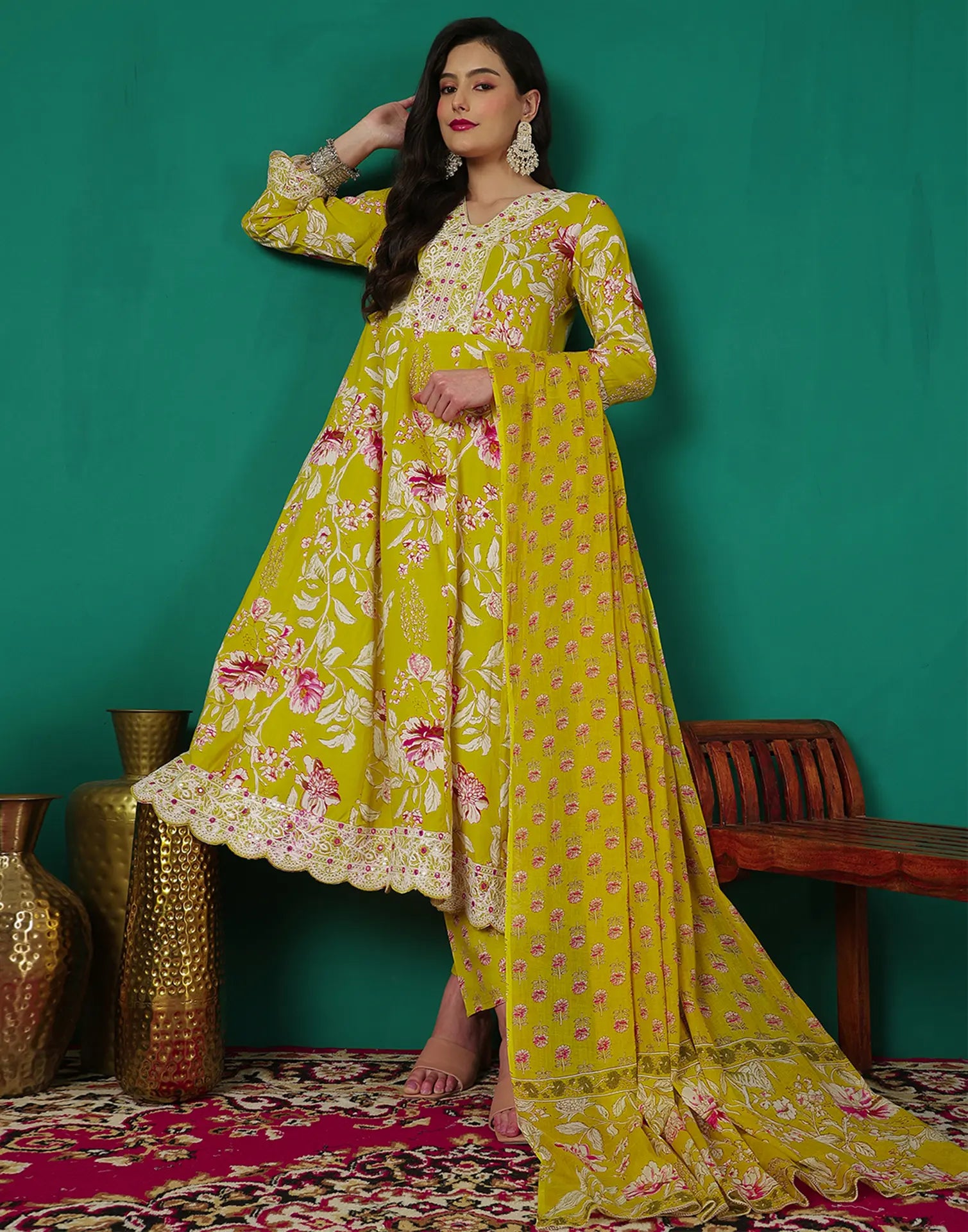 Viscose Rayon Embroidered Anarkali 3 Piece Kurta Set