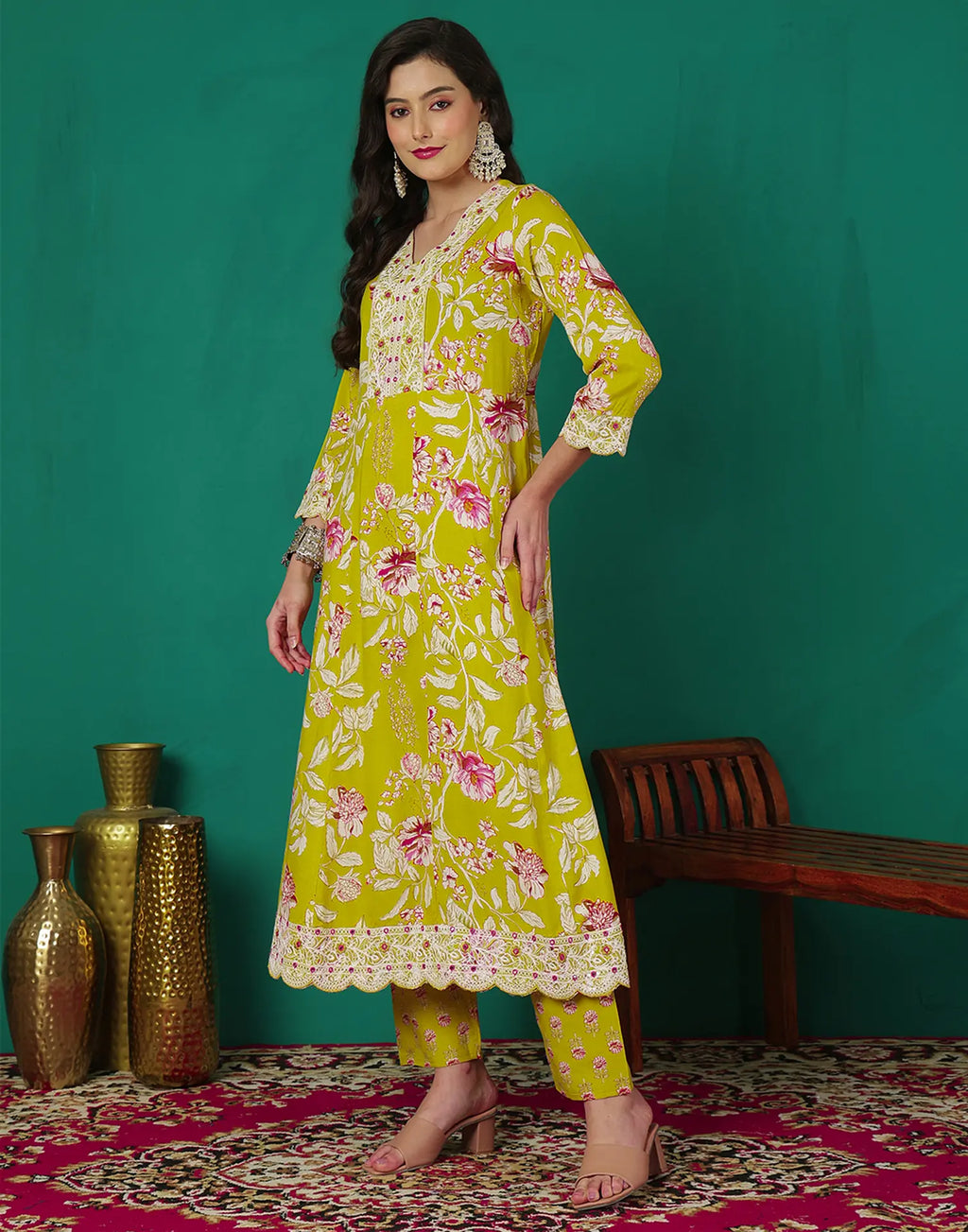 Viscose Rayon Embroidered Anarkali 3 Piece Kurta Set