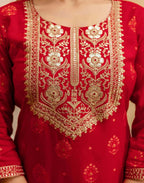 Skylee Viscose Rayon Embroidered Straight 3 Piece Kurta Set For Woman