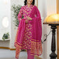 Cotton Printed and Embroidery Lace Anarkali Kurta with Pant & Dupatta