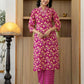 Cotton Printed and Embroidery Lace Anarkali Kurta with Pant & Dupatta