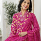 Cotton Printed and Embroidery Lace Anarkali Kurta with Pant & Dupatta