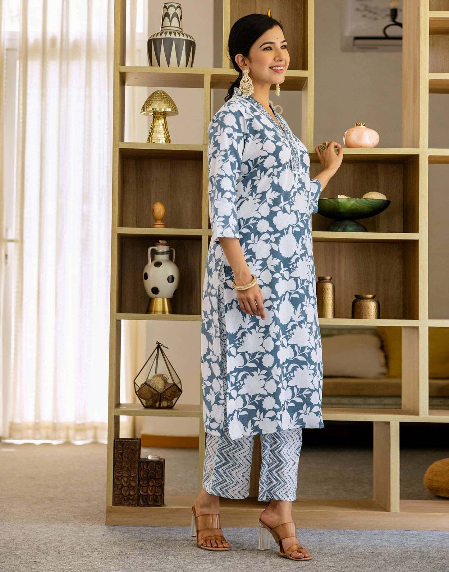Cotton Printed and Embroidery Lace Anarkali Kurta with Pant & Dupatta