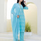Cotton Printed, Embroidery and Sequins Work, Lace Straight Kurta with Pant & Dupatta