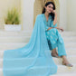 Cotton Printed, Embroidery and Sequins Work, Lace Straight Kurta with Pant & Dupatta