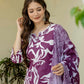 Cotton Straight Printed V-Neck Kurta with Pant & Dupatta
